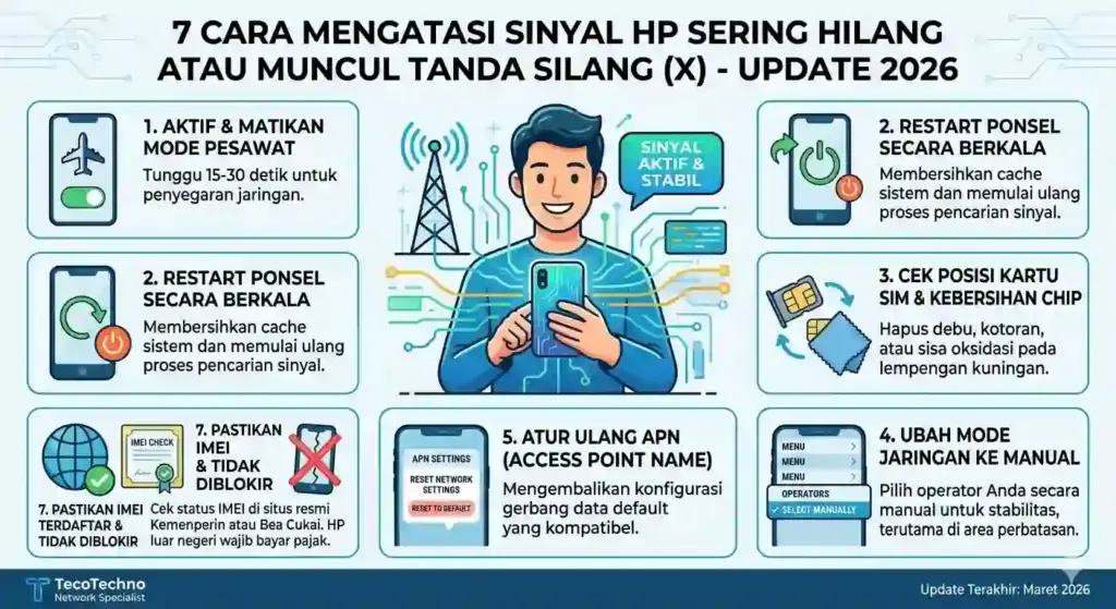 Cara Mengatasi Sinyal HP Sering Hilang atau Muncul Tanda Silang (X)