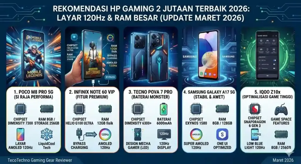 Rekomendasi HP Gaming 2 Jutaan Terbaik 2026: Layar 120Hz & RAM Besar