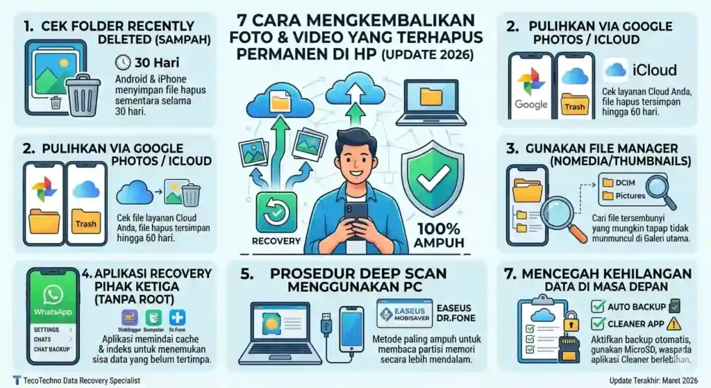 7 Cara Mengembalikan Foto & Video yang Terhapus Permanen di HP Update 2026