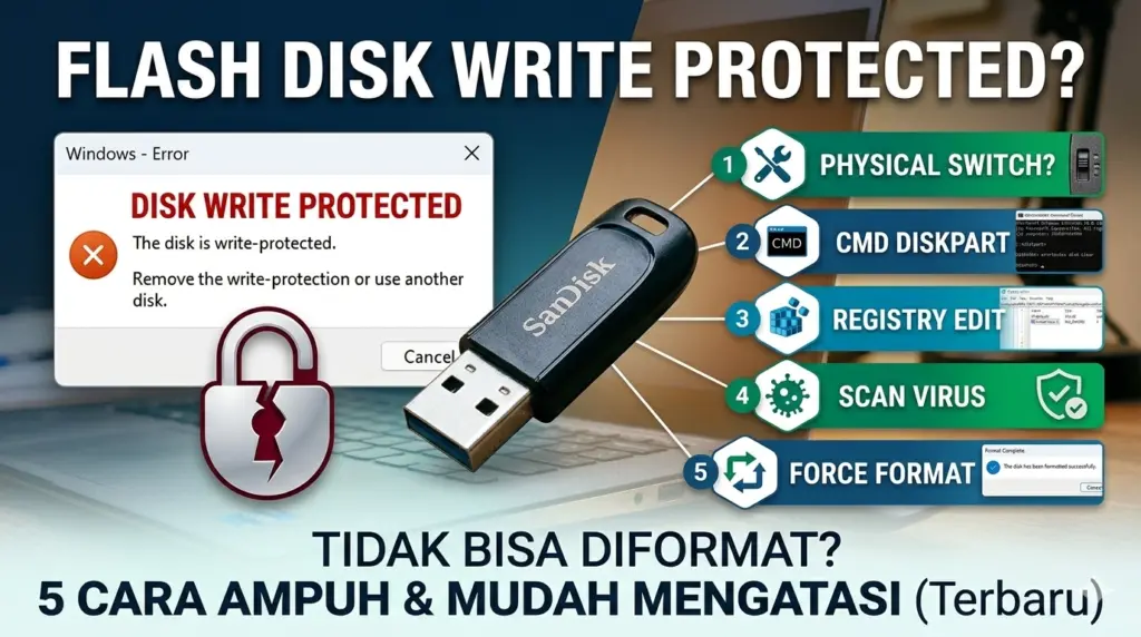 flashdisk write protected tidak bisa diformat