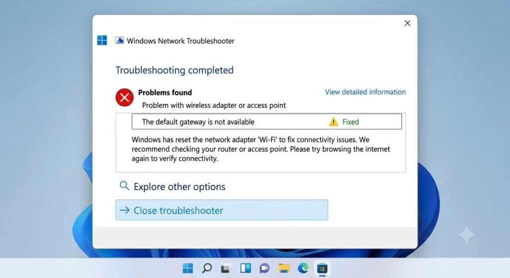 Default Gateway Not Available