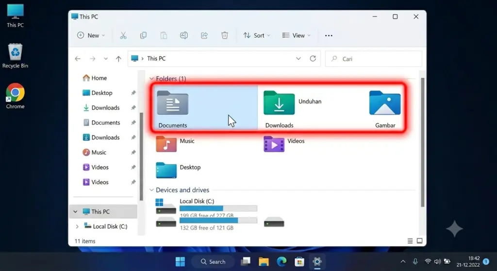 memindahkan folder user ke drive d
