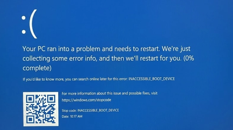inaccessible boot device windows 11