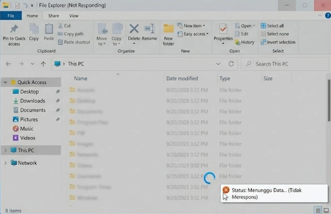 File Explorer Lambat dan Sering Freeze