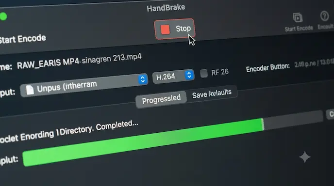 proses encoding video handbrake selesai