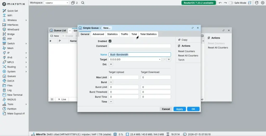 Bandwidth Mikrotik